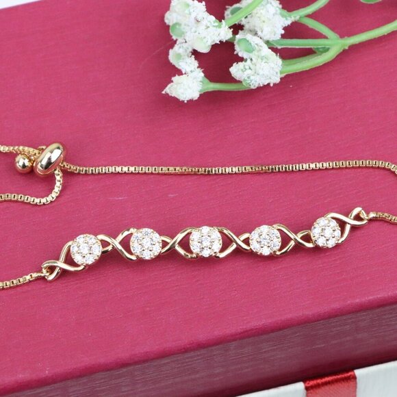 "Elegant Rose Gold Plated Bracelet with Crystal Accents, XPAB0700 - Picture 10 of 12